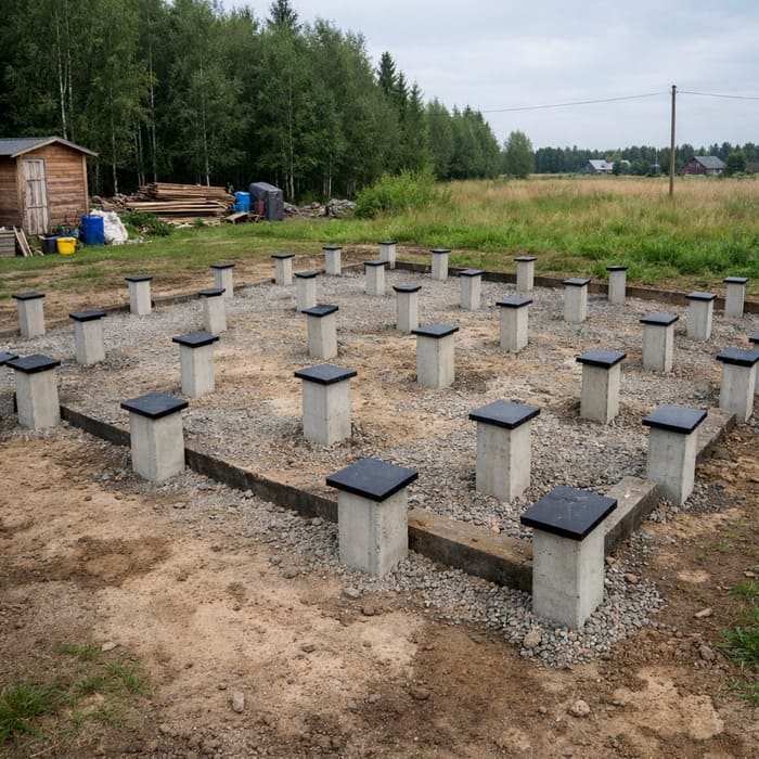 Столбчатый фундамент для каркасника